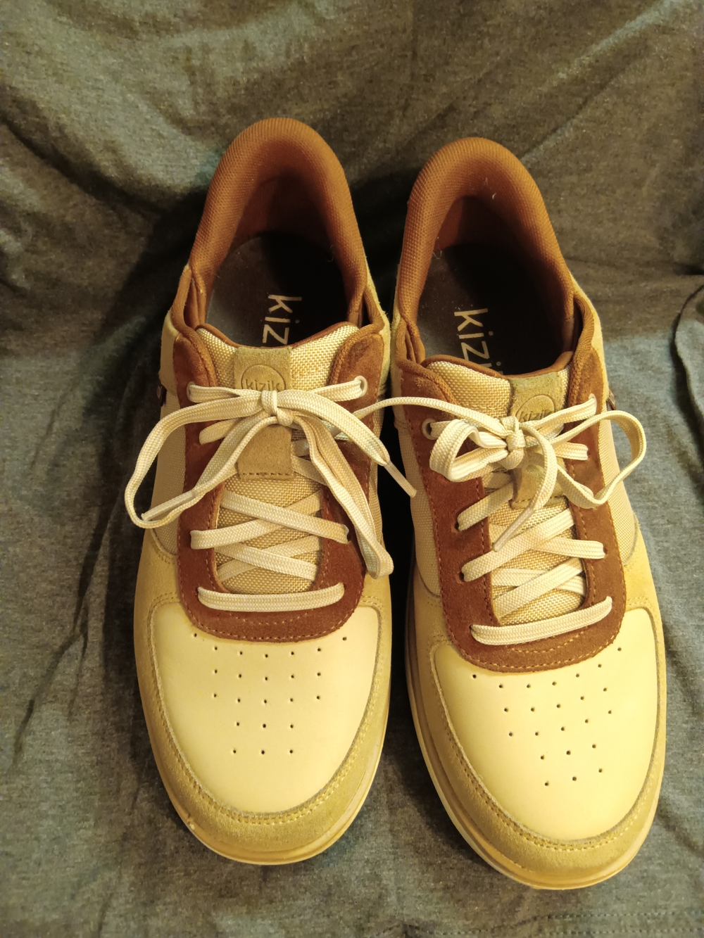 Women's Casual Lace-Up Sneakers in Beige and Brown. Worn Once.